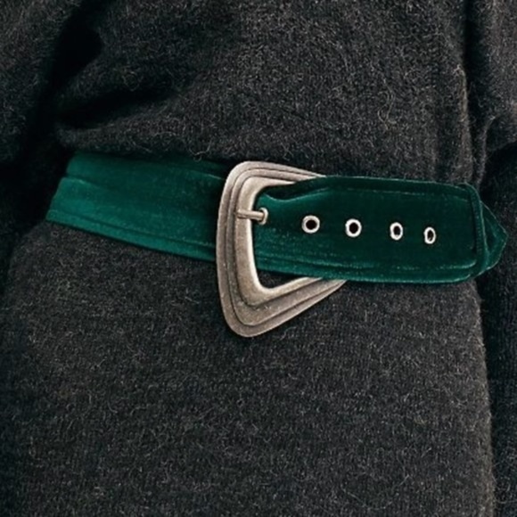 Flawed Free People Evalina Green Velvet Belt SM/M - Picture 5 of 10
